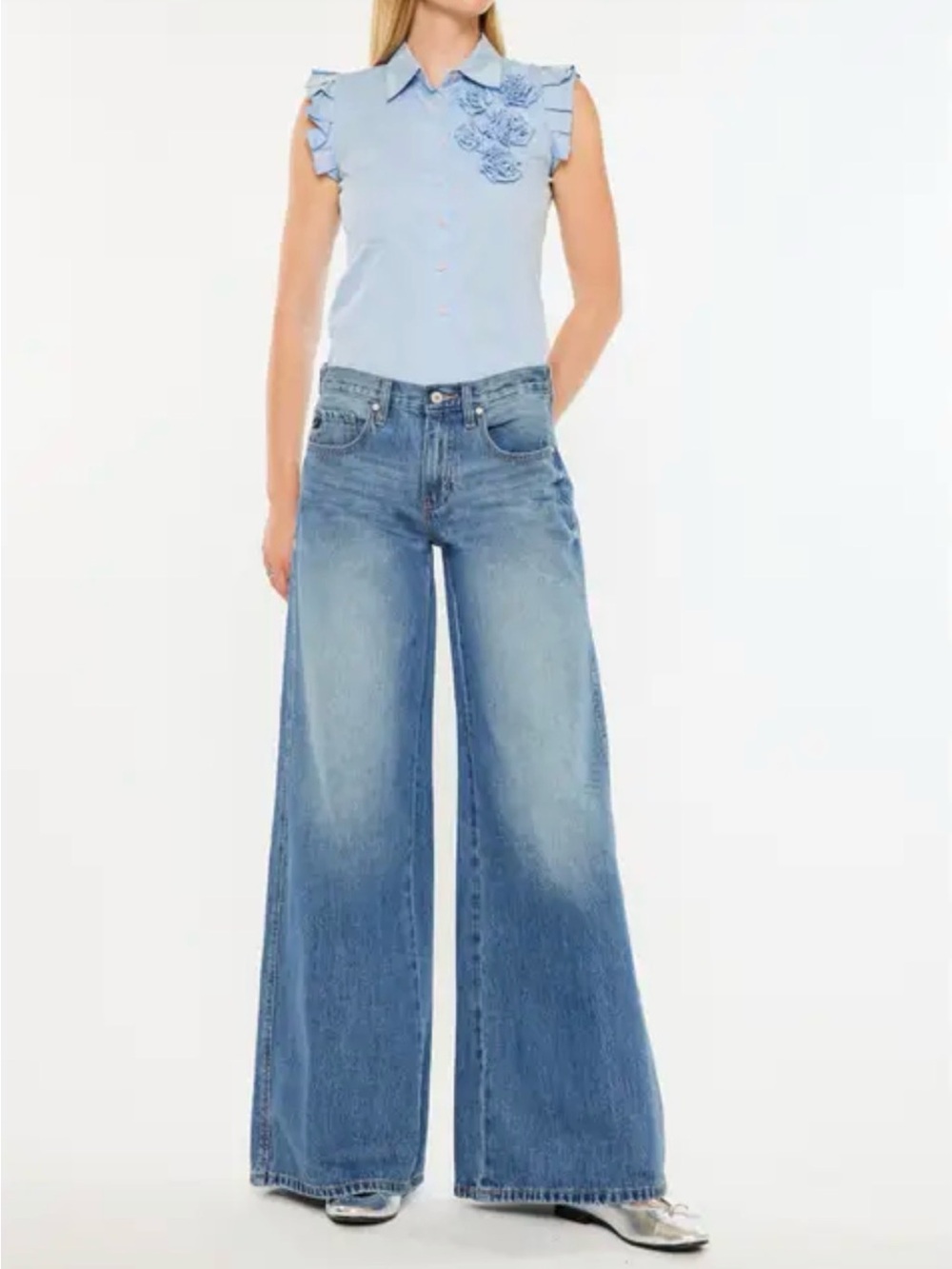 KANCAN Super Wide Mid Rise Denim Jeans